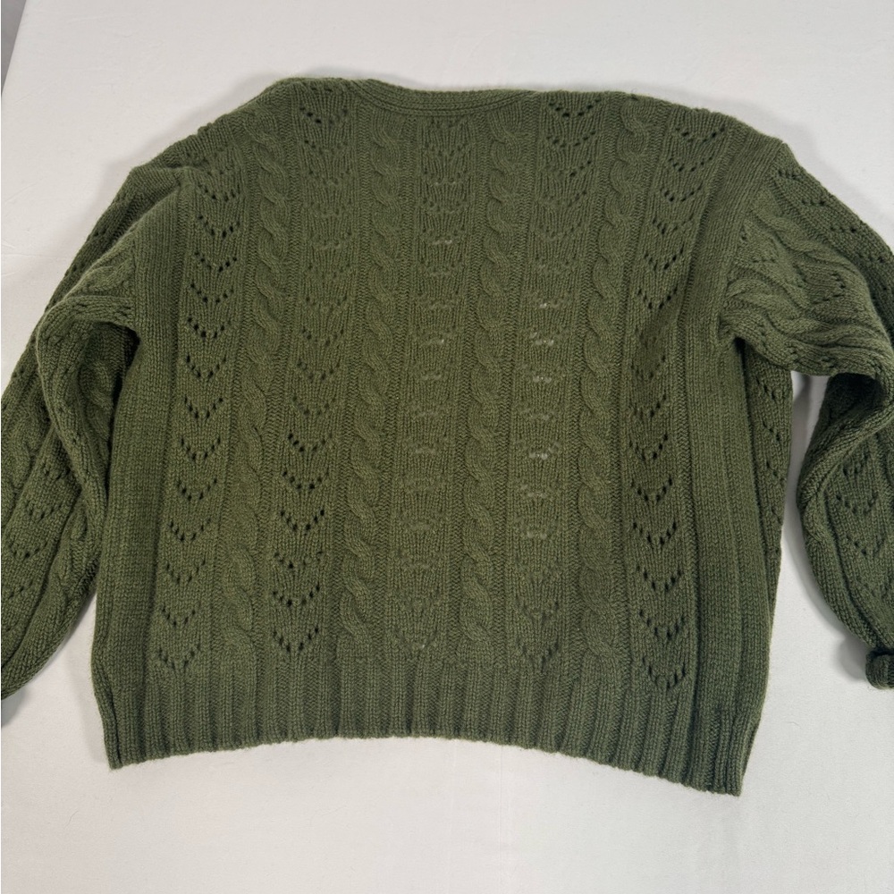 DOEN Green Cable Knit Cardigan. Cashmere & Wool - Picture 2 of 6